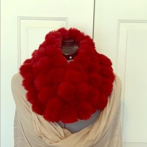Holiday red faux fur scarf